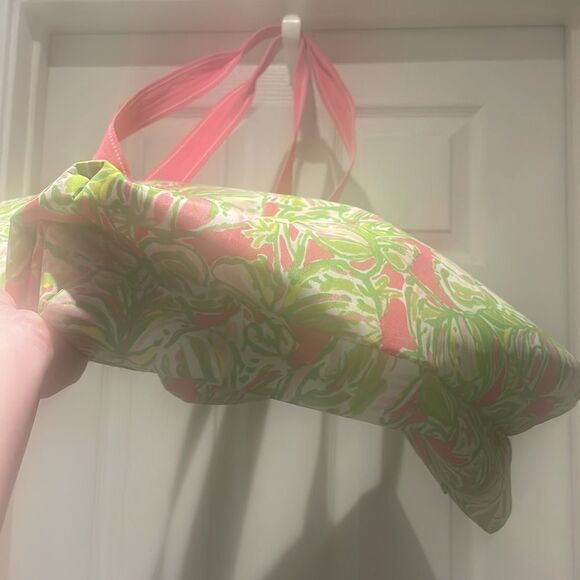 Lilly Pulitzer beach bag cooler with handles tropical print lime green and pink - Picture 7 of 10